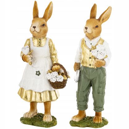 2szt zestaw figurek Pan i Pani Królik figurka wielkanocna zajączek zające