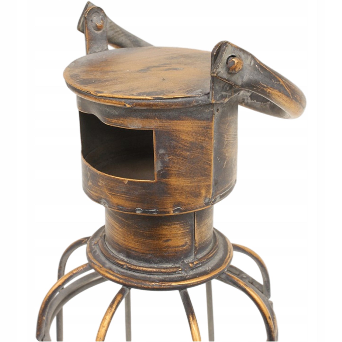 Lampion metalowy z wkładem szklanym ciemny złoty vintage loft 51 cm