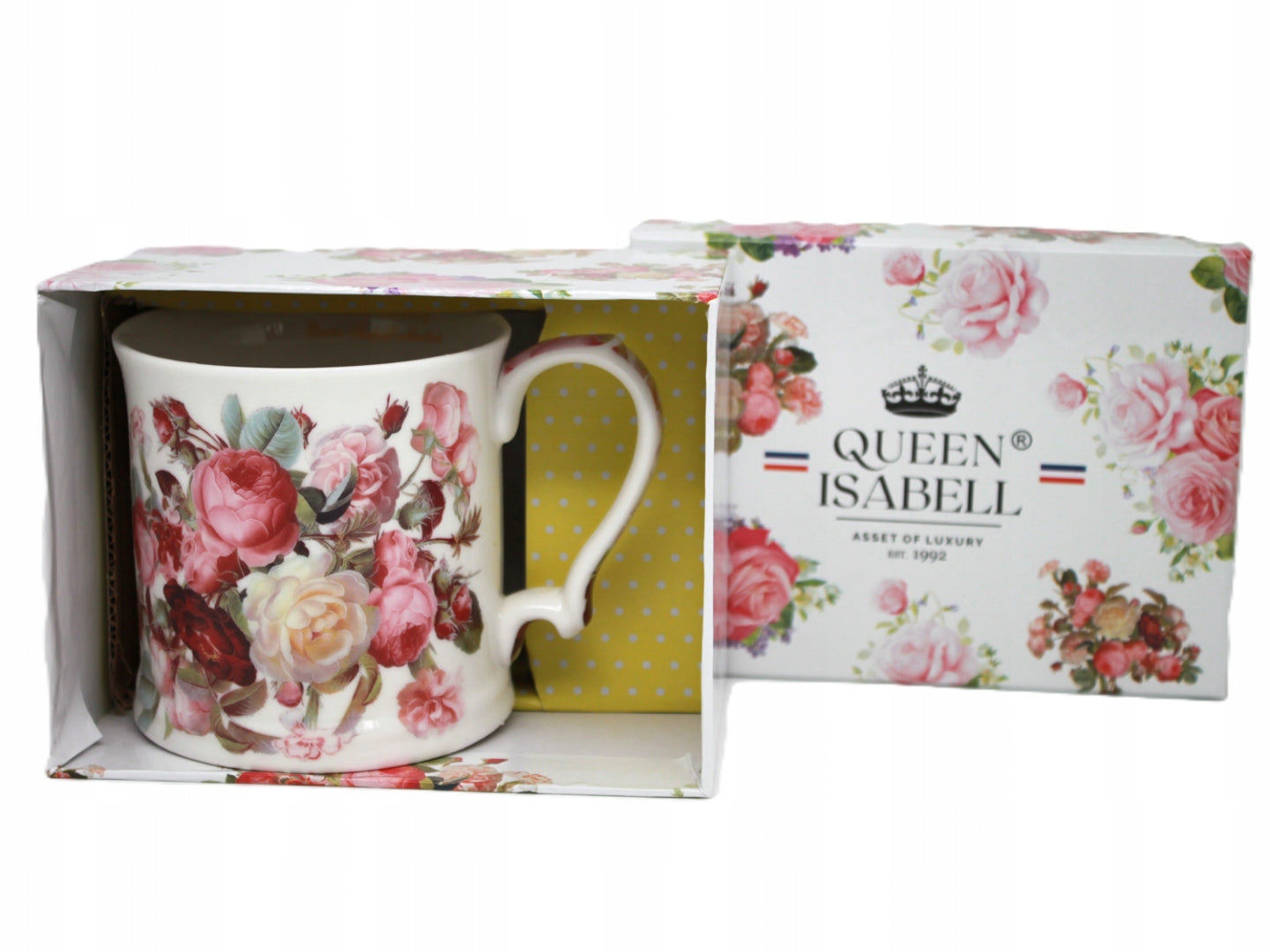 Kubek porcelanowy w kwiaty Queen Isabell porcelana w pudełku 360 ml