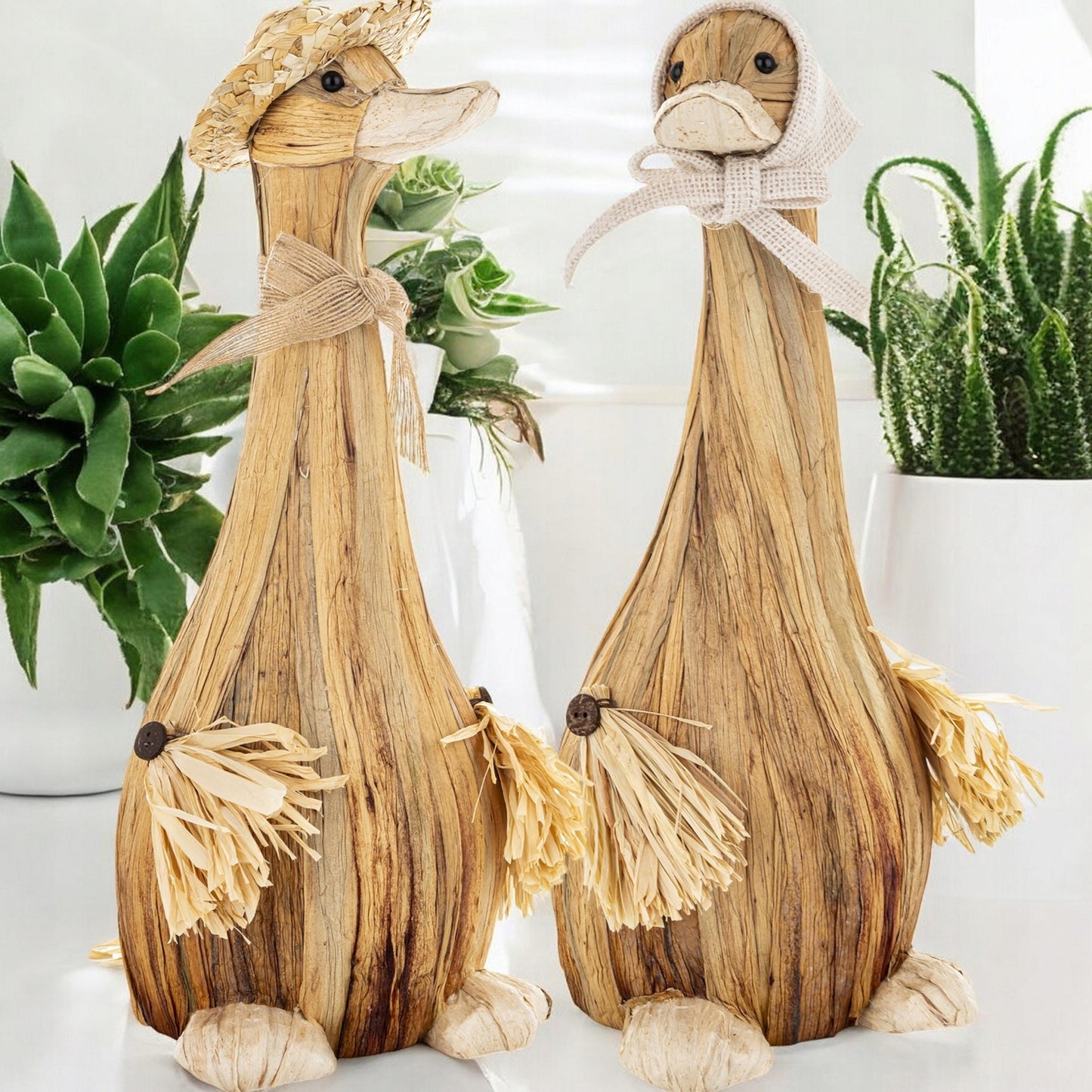2x Figurka wielkanocna kaczka 38 cm duże wiejska rustykalna gąski komplet