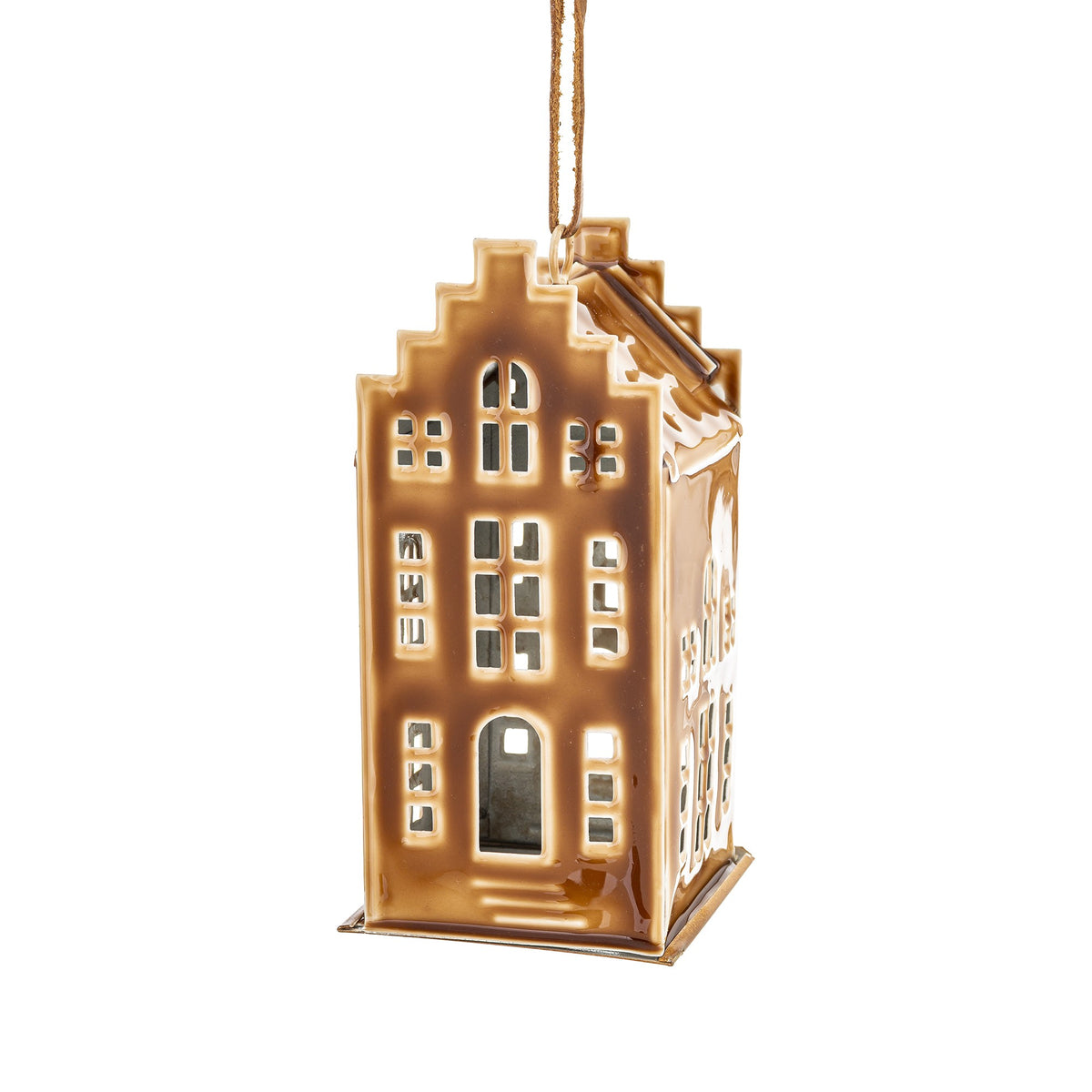 Figurka świąteczna Dekoracja Domek kawowy metal 14x7x7,5