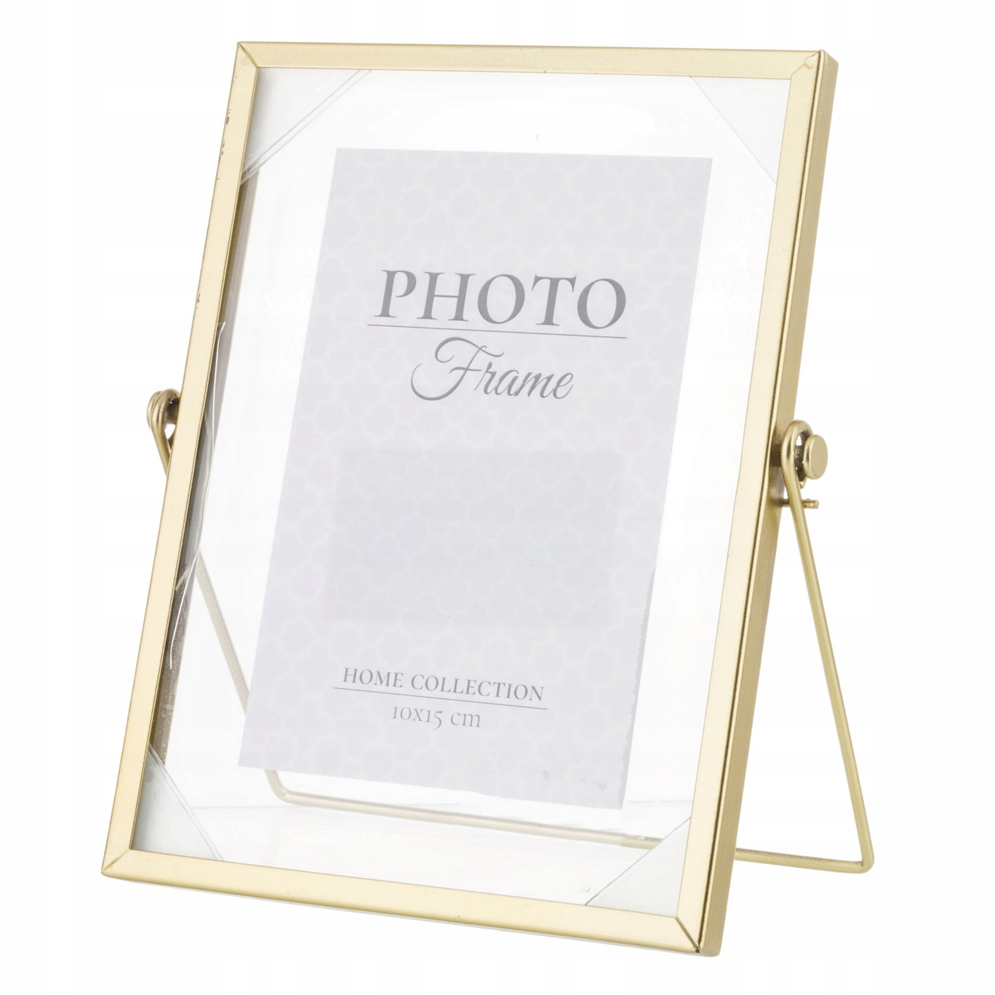 Ramka na zdjęcia metalowa złota float stawiana 20x17na foto 10x15 cm
