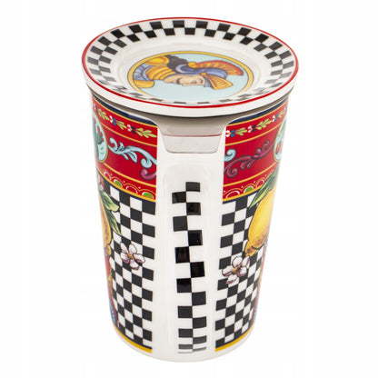 Kubek z zaparzaczem w pudełku prezentowym porcelanowy 400 ml