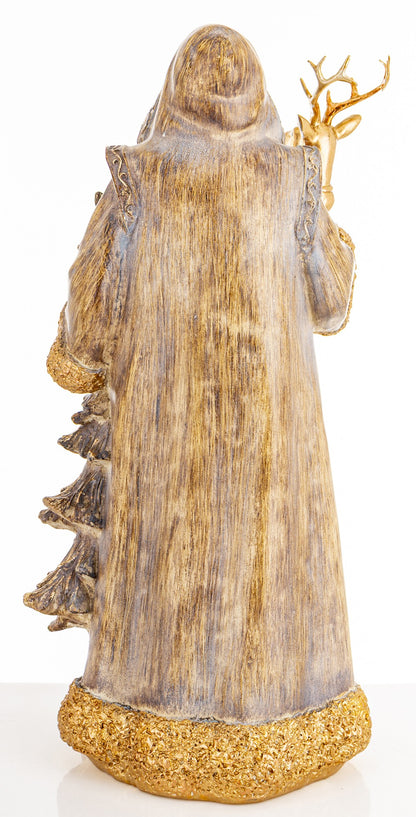 Figurka świąteczna Mikołaj złoty tworzywo sztuczne 50x25x21 cm Casa Roma