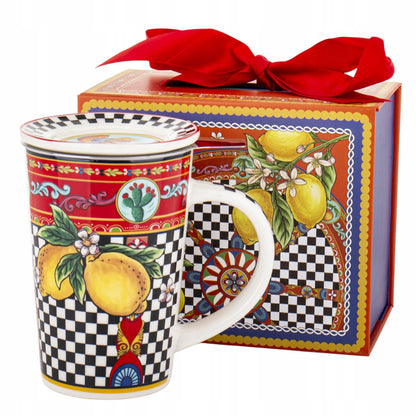 Kubek z zaparzaczem w pudełku prezentowym porcelanowy 400 ml