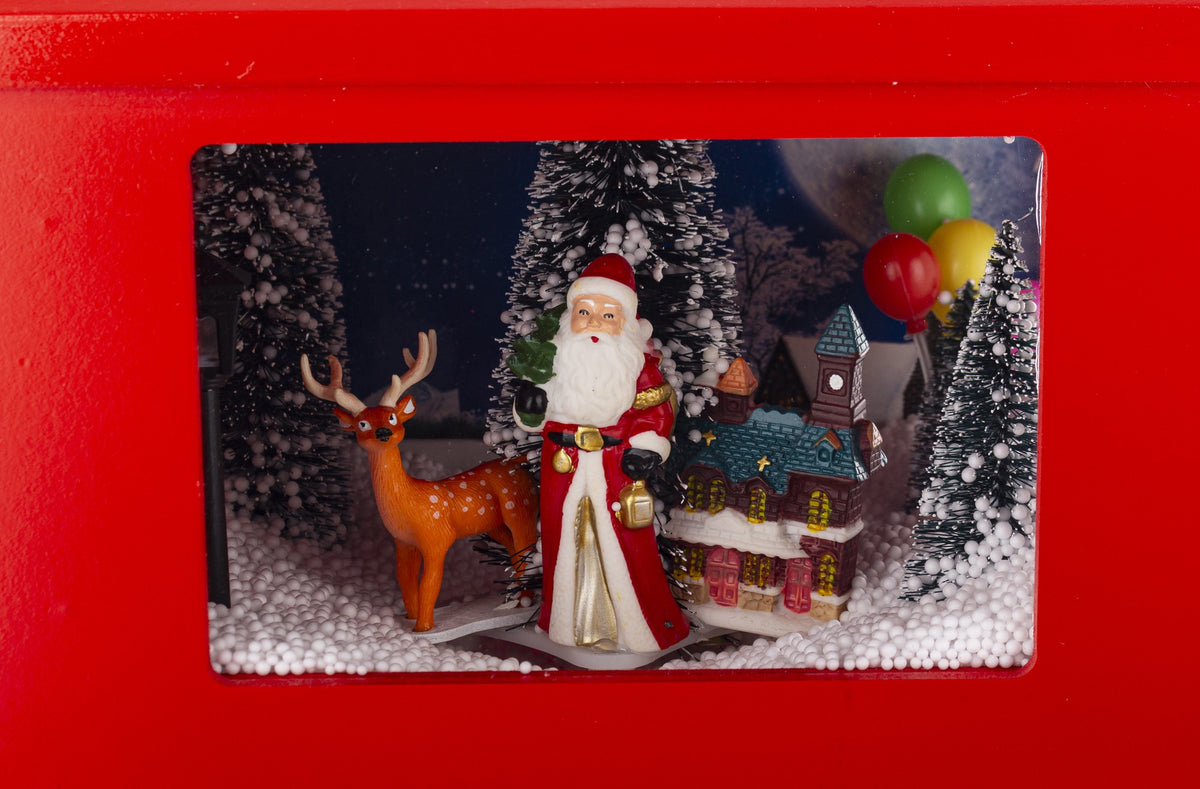 Dekoracja skrzynka na listy z pozytywką LED wielokolorowa 109x27x20 cm