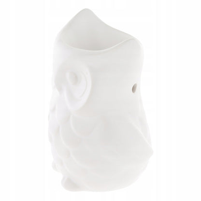 Kominek zapachowy ceramiczny biały sowa figurka podgrzewacz olejków 12 cm