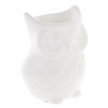 Kominek zapachowy ceramiczny biały sowa figurka podgrzewacz olejków 12 cm