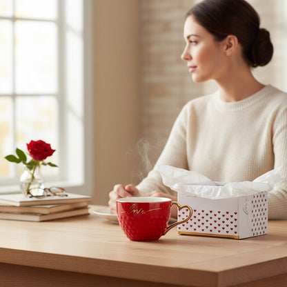 Porcelanowy kubek w ozdobnym pudełku na prezent love 500 ml filiżanka