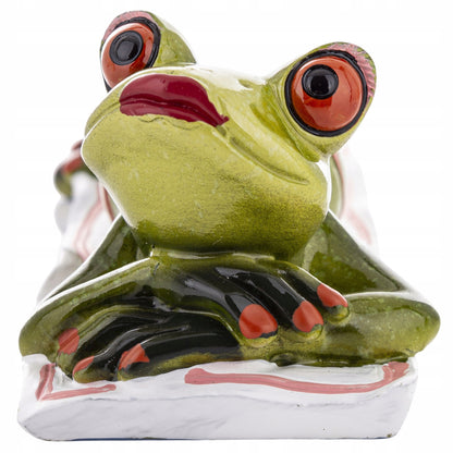 FIGURKA ŻABA PLAŻOWICZKA 5x17x6cm żabka na plaży opalanie