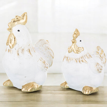 Kogut i Kura Komplet Figurka wielkanocna biało-złota, 14,5cm ozdoba zestaw