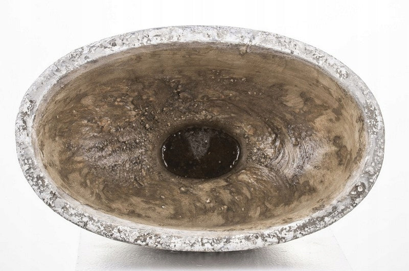 Osłonka betonowa owalna na kwiaty zioła 15 x 16 cm beton