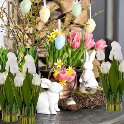 bukiet tulipanów białych 28cm stojący jak żywe silikonowe piankowe tulipan