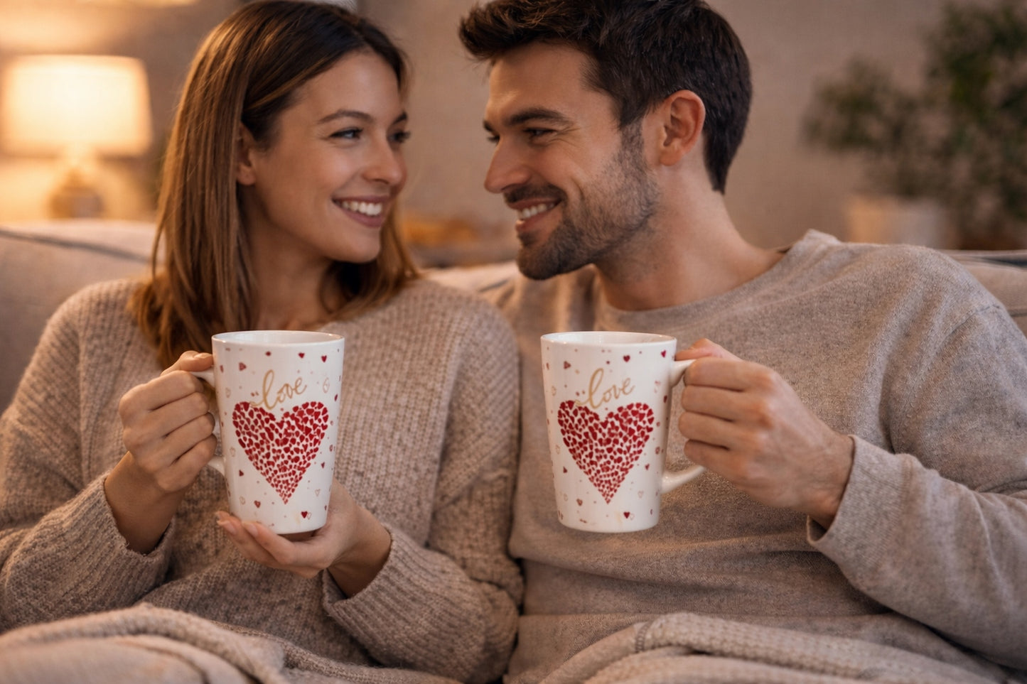 Duży porcelanowy kubek w pudełku czerwony na walentynki prezent 450 ml