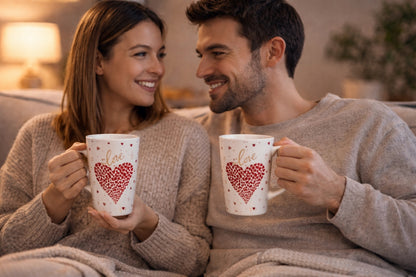 Duży porcelanowy kubek w pudełku czerwony na walentynki prezent 450 ml
