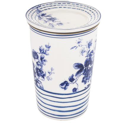 Kubek z Zaparzaczem Porcelana Niebieska Blue Pokrywka Sitko 300 ml