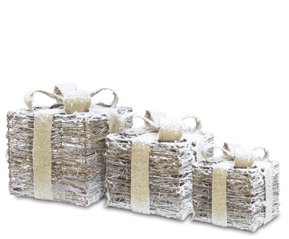 Ozdoba świąteczna LED Prezent 30x26x26 cm, 24x21x21 cm, 18x16x16 cm