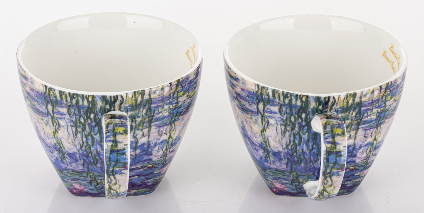 Kpl. 2 Filiżanki 2 Talerzyki 2 Łyżeczki porcelana niebieski, biały
