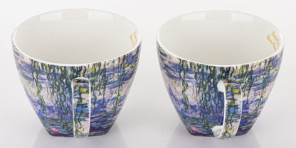 Kpl. 2 Filiżanki 2 Talerzyki 2 Łyżeczki porcelana niebieski, biały