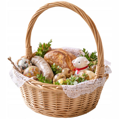 koszyk wiklinowy 26cm wielkanocny okrągły beżowy jasny na święconkę