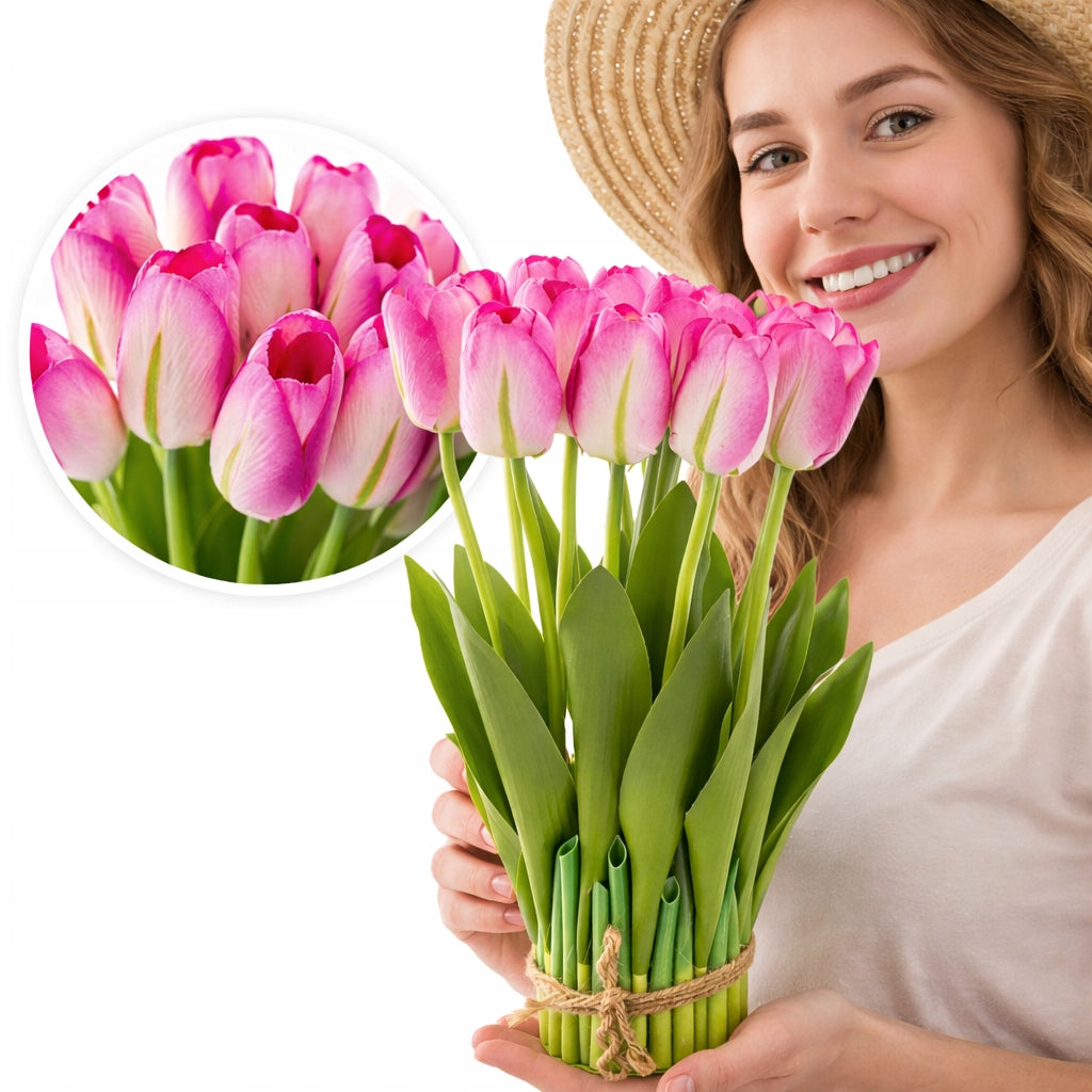 Bukiet Sztucznych Tulipanów tulipan różowy 38cm wiosenne kwiaty wielkanoc