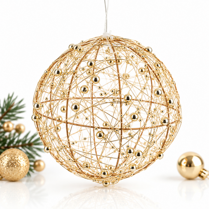 Ozdoba świąteczna złota Kula Led dekoracja na Boże Narodzenie lampion 15cm