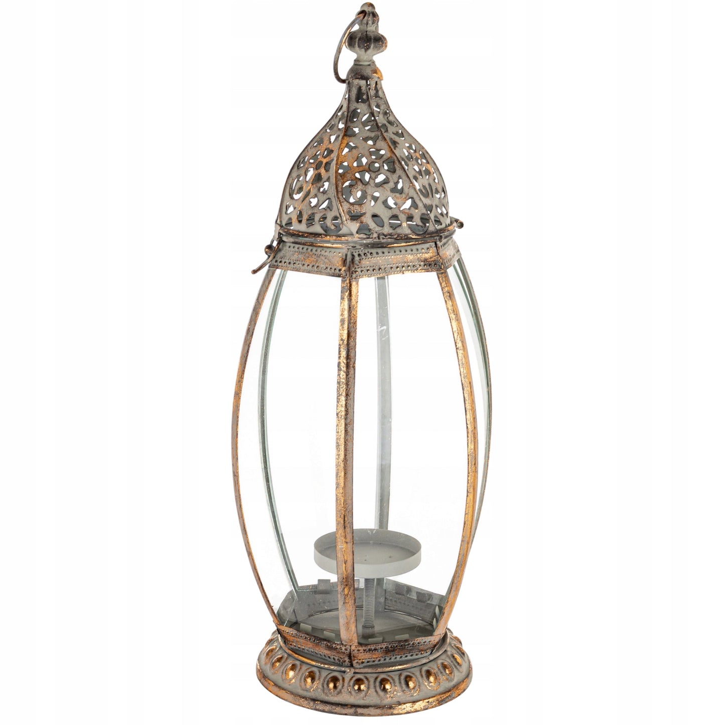 Lampion Latarenka Świecznik Metal Szkło Loft Rustykalny marokański 53 cm