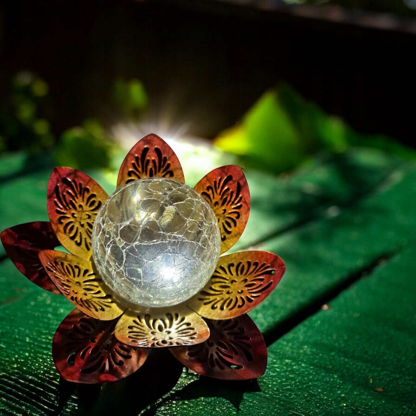 Lampa SOLARNA kwiat LOTOSU,ŻÓŁTO POMARAŃCZOWA Lampion latarenka LOTOS