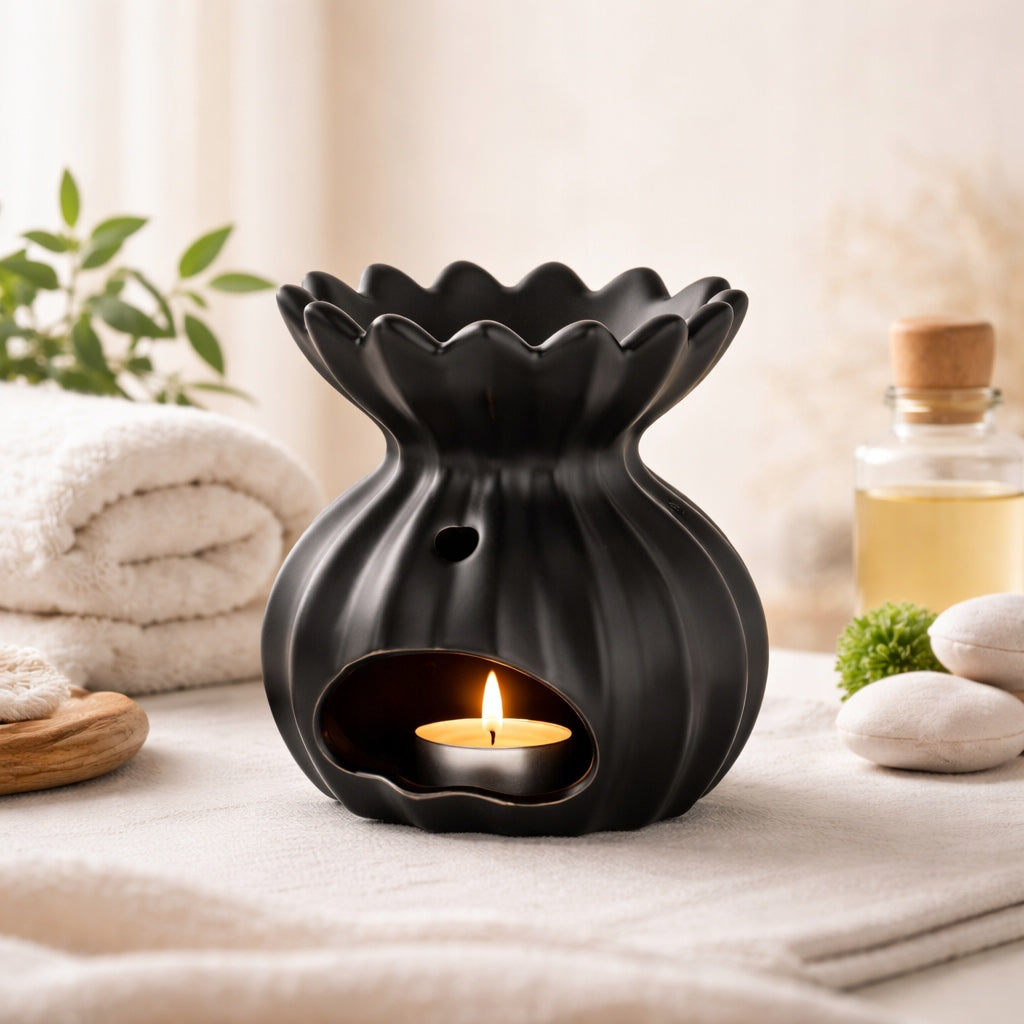 Kominek zapachowy ceramiczny czarny matowy 11 cm