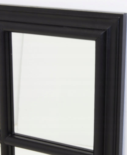 Lustro ścienne prostokątne ze szprosami 100 x 70 cm czarne w stylu okna
