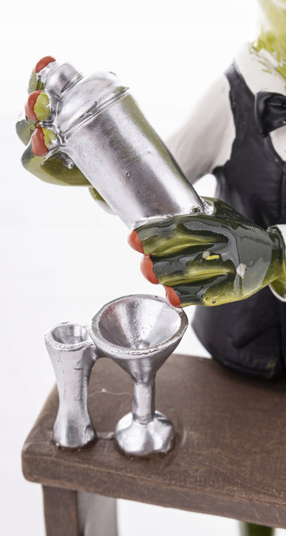 Ozdobna Figurka żabka Żaba Barman z shakerem do drinków