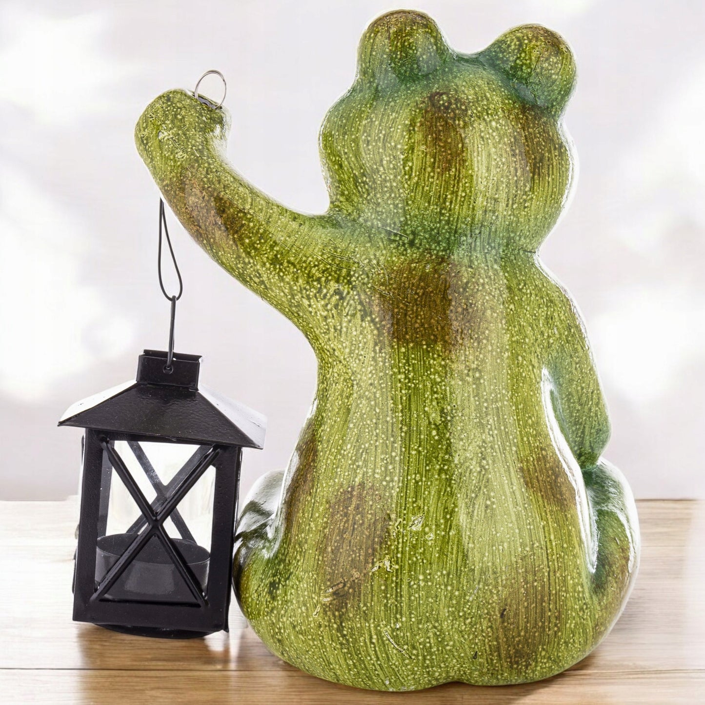 Figurka ogrodowa żaba z lampionem żabka 22 cm dekoracyjna