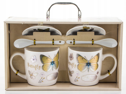 Komplet kubków z przykrywką i łyżeczką Prezent