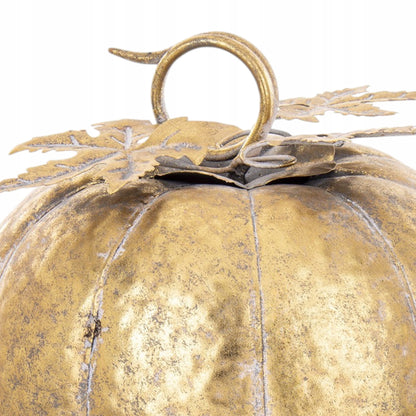 Duża Dekoracja złota dynia metalowa ozdobna figurka jesień Halloween 38cm