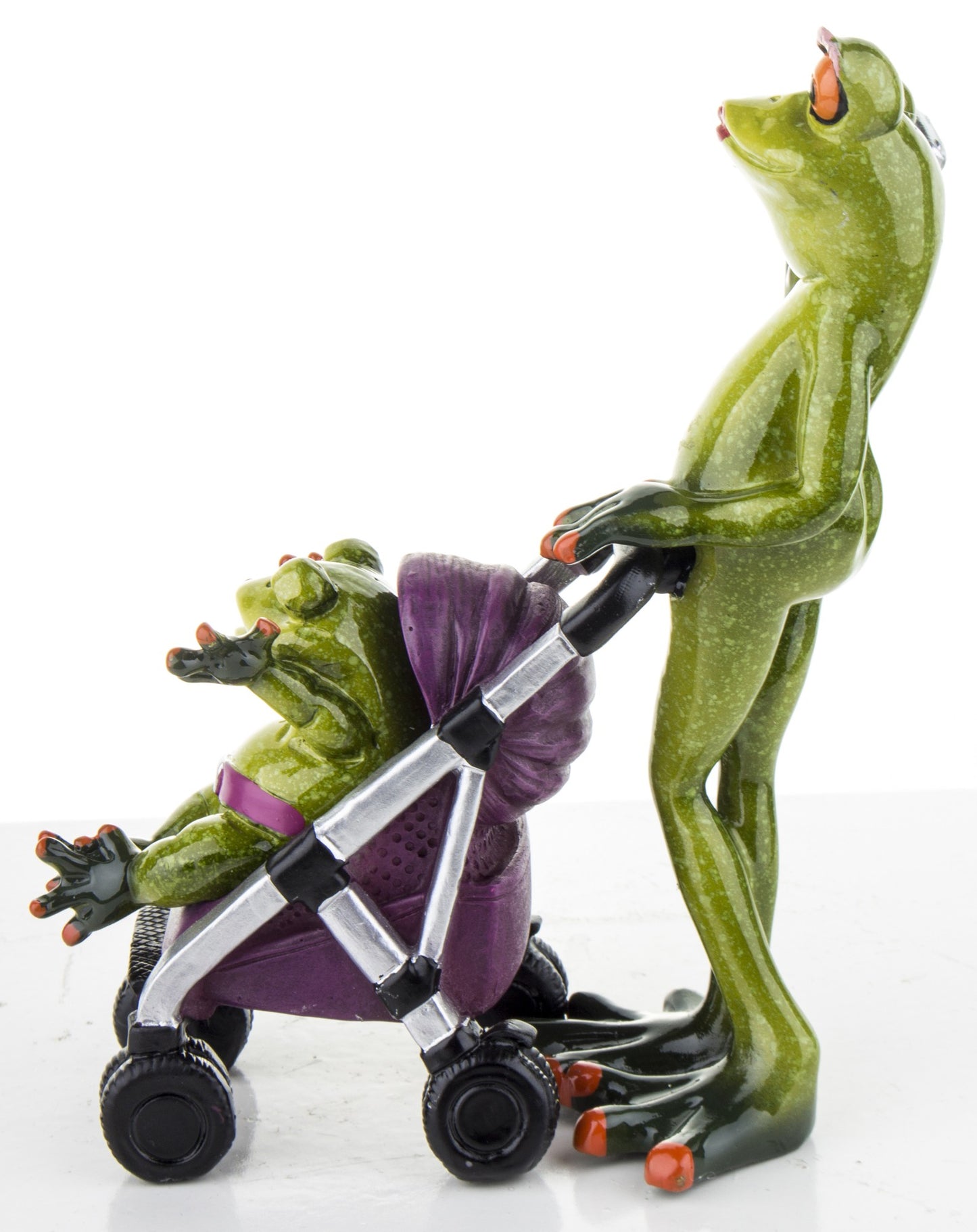 FIGURKA ŻABA ŻABKA MAMA Z WÓZKIEM Z DZIECKIEM 17CM