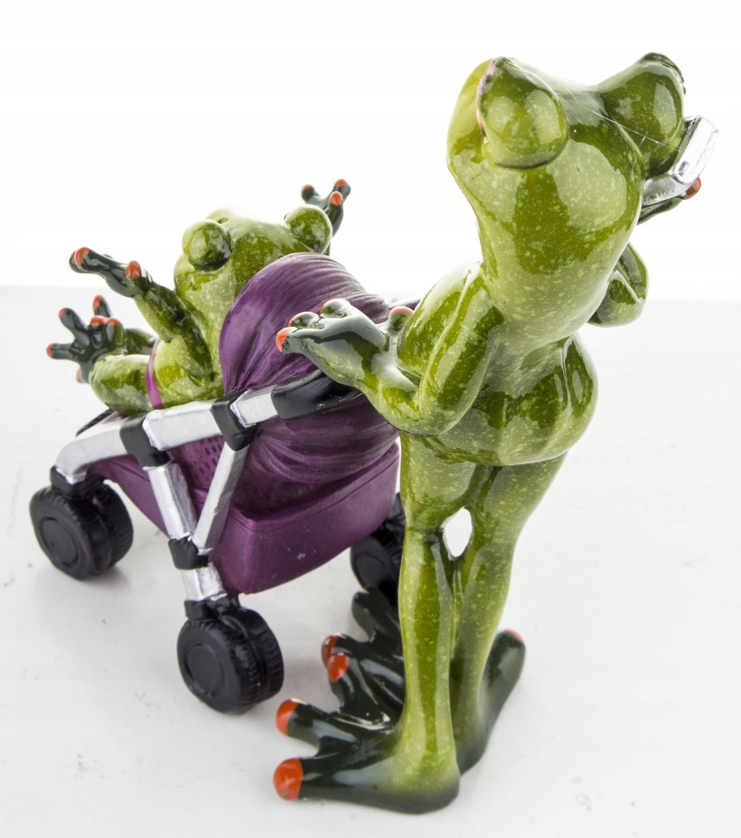 FIGURKA ŻABA ŻABKA MAMA Z WÓZKIEM Z DZIECKIEM 17CM