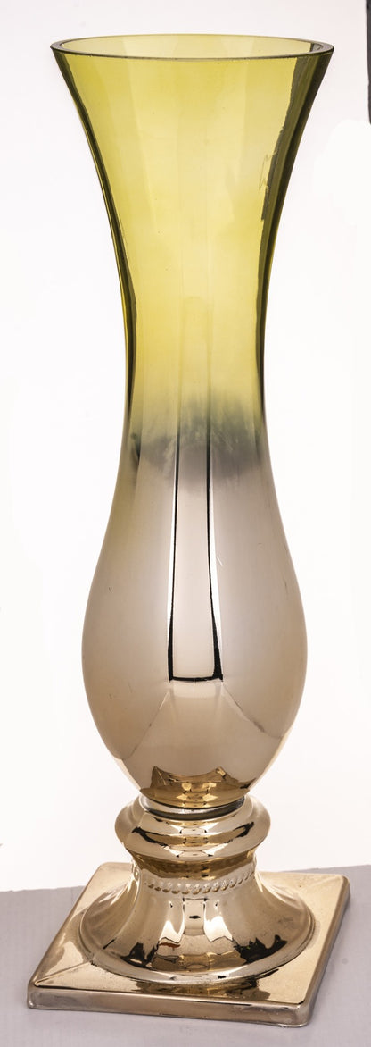Wazon szklany Zielony, złoty 41x13x13
