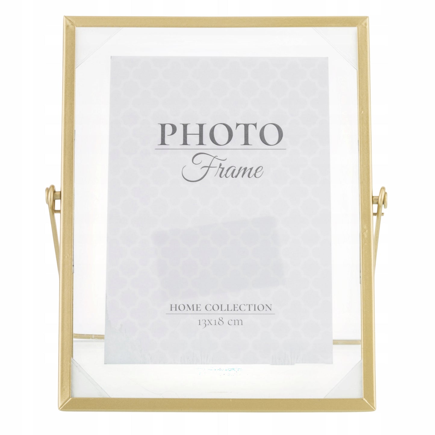 Ramka na zdjęcia metalowa złota float stawiana 22,5x19,5 foto 13x18 cm