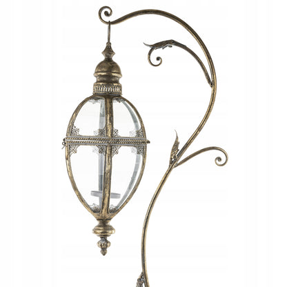 Lampion Złoty Retro Stojący Wiszący Świecznik Latarenka Metal Szkło 90 cm