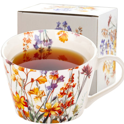 Duży kubek w pudełku porcelanowy 450 ml w kwiaty na prezent zmywarka
