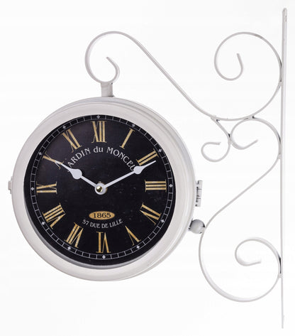 Zegar ścienny dwustronny Retro dworcowy loft metalowy 36cm