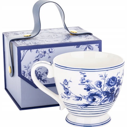kubek porcelanowy w pudełku niebieski wzór zestaw na prezent filiżanka