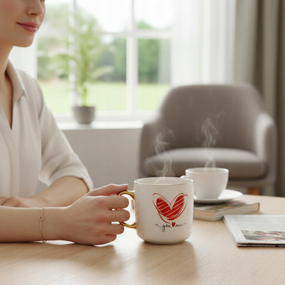Duży porcelanowy kubek w pudełku na walentynki prezent 385 ml