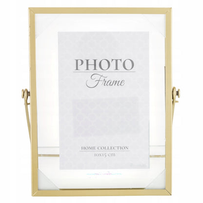 Ramka na zdjęcia metalowa złota float stawiana 20x17na foto 10x15 cm