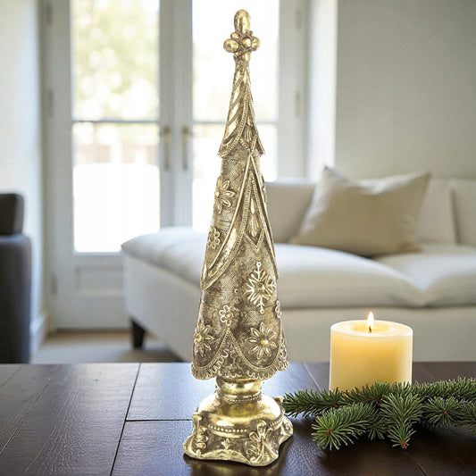Złota Choinka Figurka Świąteczna Dekoracja Ozdoba 38cm