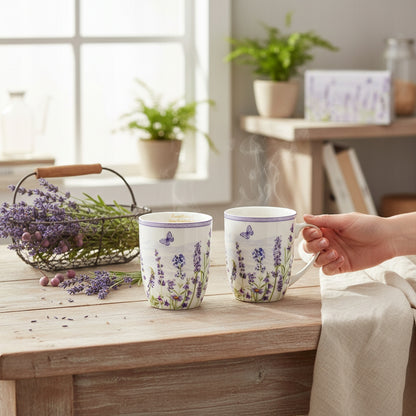 Komplet dwóch kubków porcelana lawenda styl prowansalski 400 ml