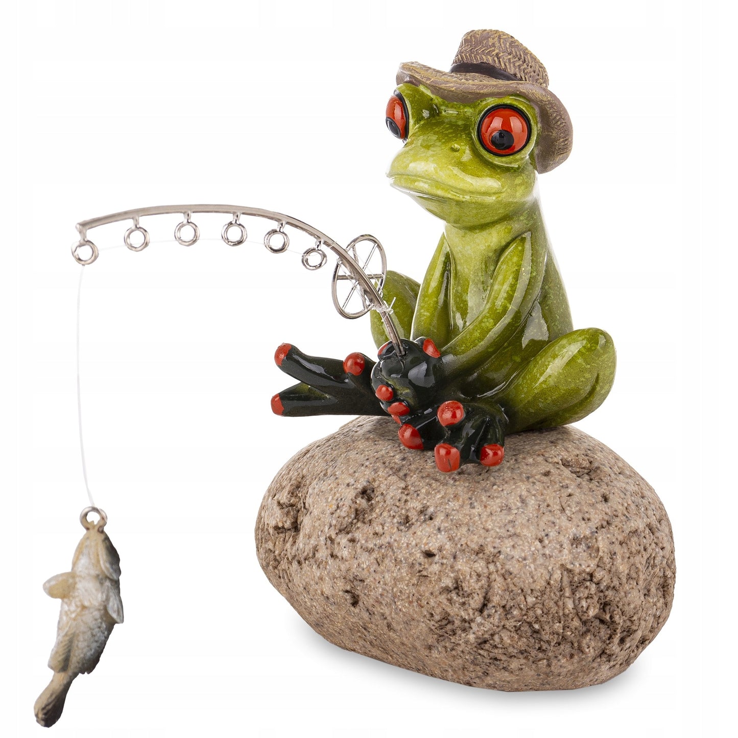 FIGURKA ŻABA WĘDKARZ 14x11x17 żabk na rybach z wędką