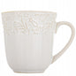Kubek Sarmatia 400ml kremowy  porcelanowu ecru tłoczony wzór kwiaty