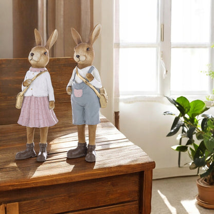 Figurka wielkanocna ozdoba Królik Zając z torebką stroik