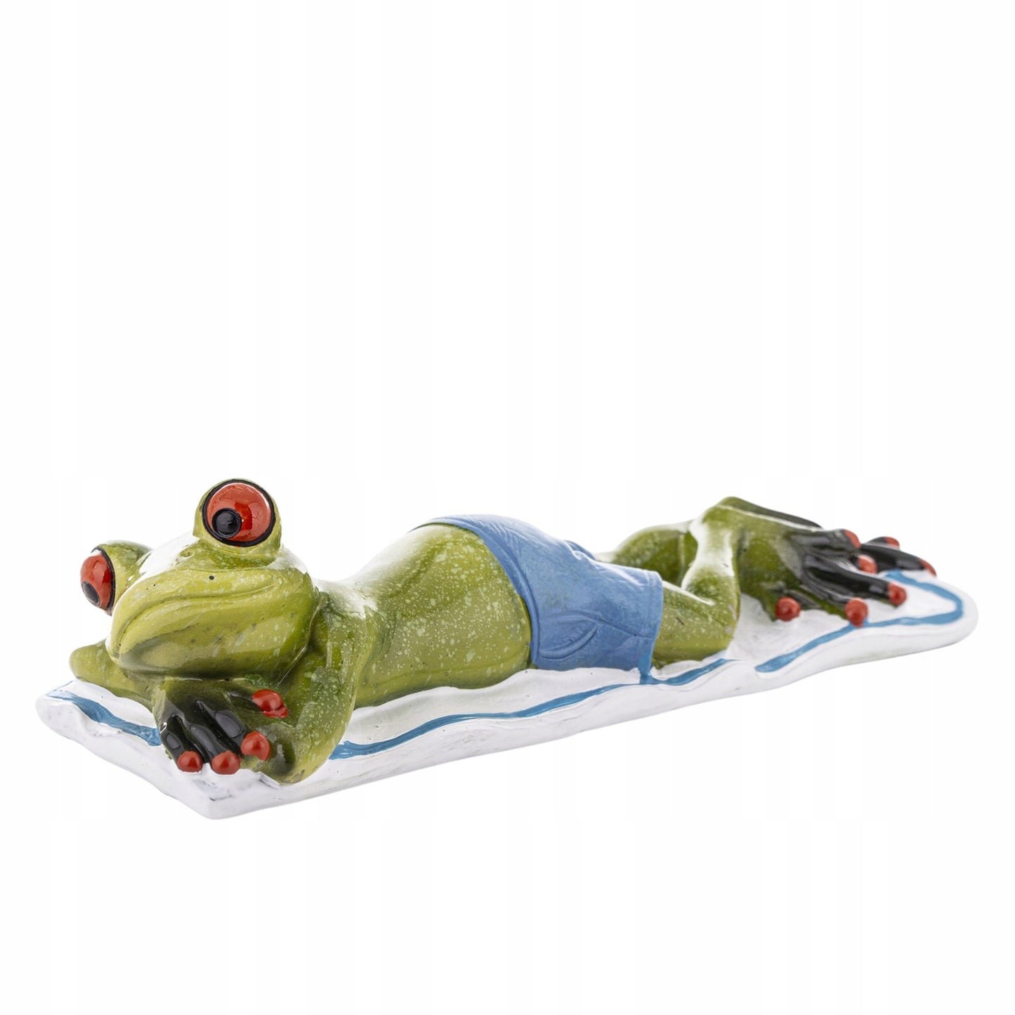 FIGURKA ŻABA PLAŻOWICZ 5x18x6cm żabka na wakacjach plaży opala się